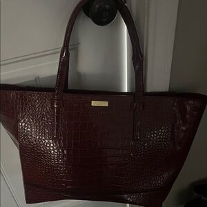 Kate Spade Deep Red Crocodile-Embossed Tote
